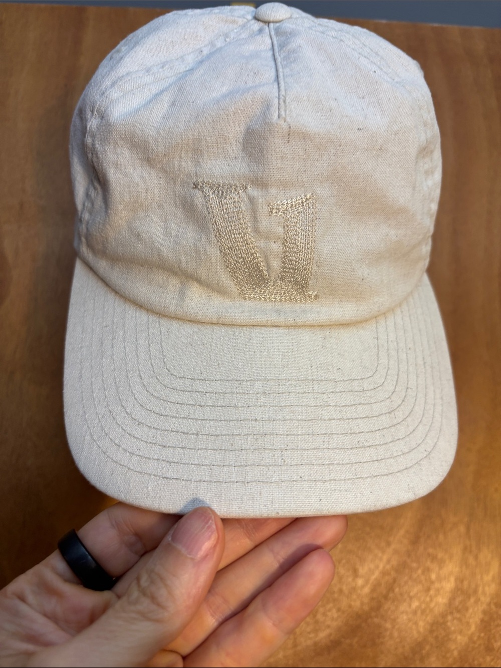 Vuori Cream Embroidered 'V' Baseball Cap